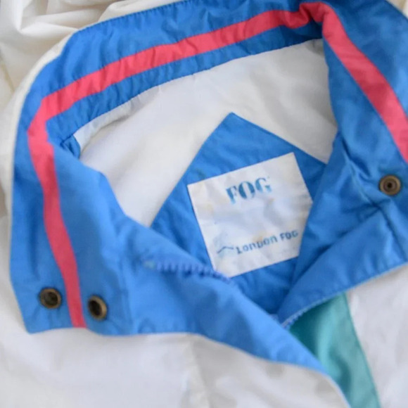 Vintage 90's London Fog White &  Blue Zip Up Light Jacket Size Medium - Picture 11 of 15